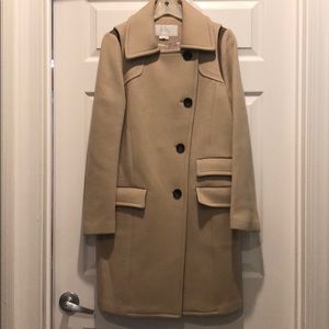 Haniiy tan asymmetrical wool jacket